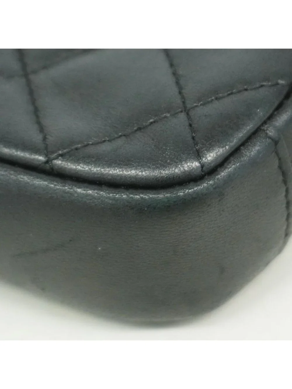 Chanel Pouch Quilted Lambskin Black Silver